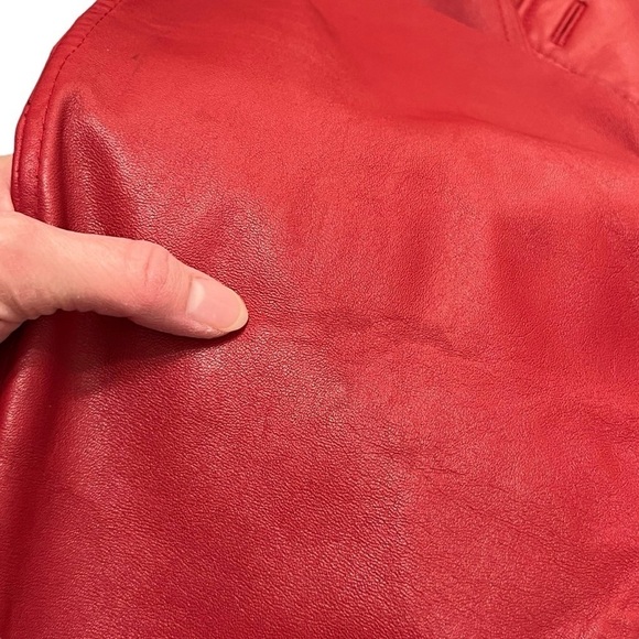 Vintage G-III Red Leather 80’s Single Button Rock Punk Coat Size Small - Picture 12 of 16